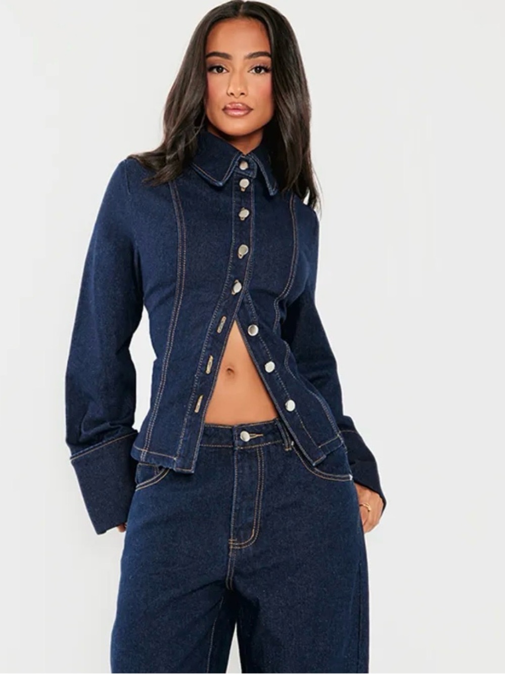 PrettyLittleThing Dark Blue Denim Jacket